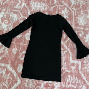 Black Mini Dress with Bell Sleeves
